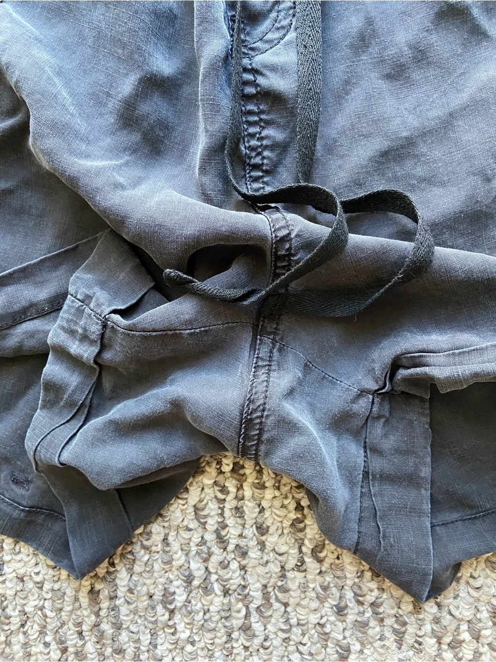 Workshop Republic Tencel Drawstring Shorts With Pockets Black Cuffed